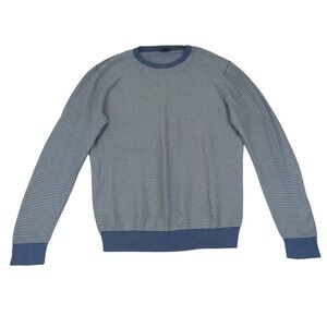 J.Crew Mens Size L Blue Striped 100% Cotton Crew Neck Long Sleeve Sweater Stripe